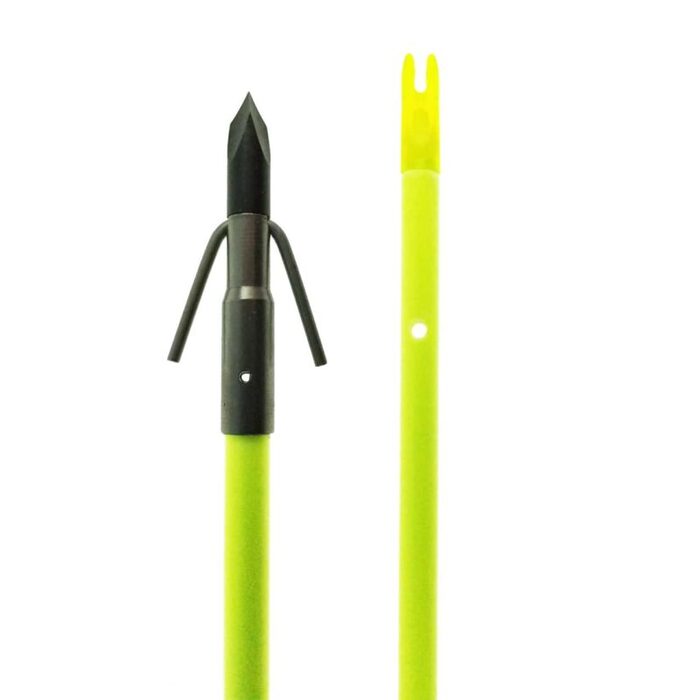 Muzzy Iron Fiberglass Bowfishing Arrow with 2-Barb Fish Point Chartreuse 32"
