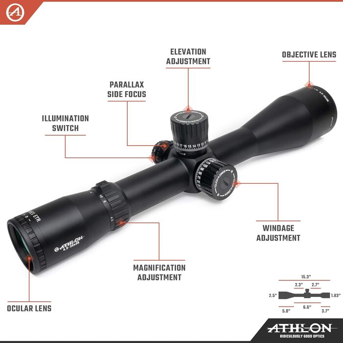 Athlon Optics Ares ETR Rifle Scope First Focal Plane 4.5-30x56mm Illuminated APLR2 MOA Reticle Black