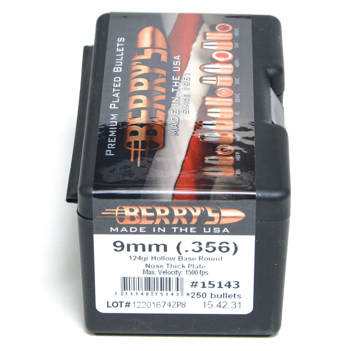 Berry's .356 / 9mm 124 Gr Hollow Base Round Bullets | Powder Valley