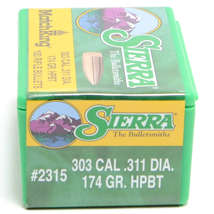 Sierra .311 Diameter 174 Grain Boat Tail Hollow Point MatchKing Bullets ...