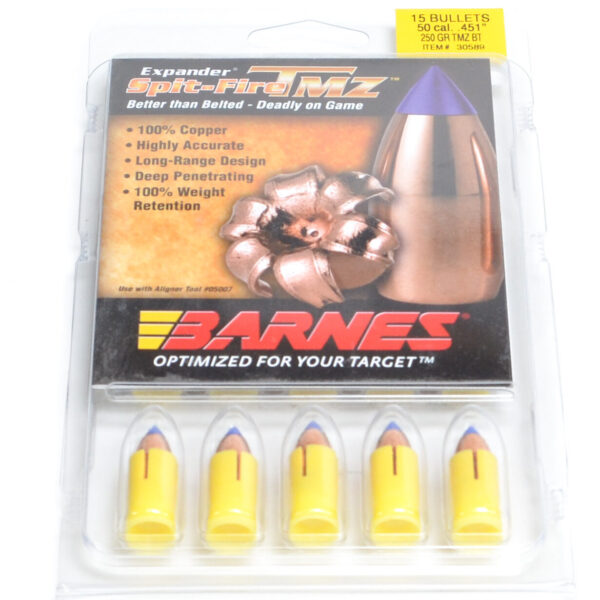 Barnes 50 Cal .451 Dia 250 Grain Muzzleloader Magnum MZ Bullet (24 ...