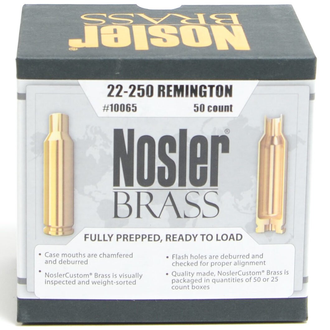 Nosler Unprimed Brass 22-250 Rem (50) | Powder Valley