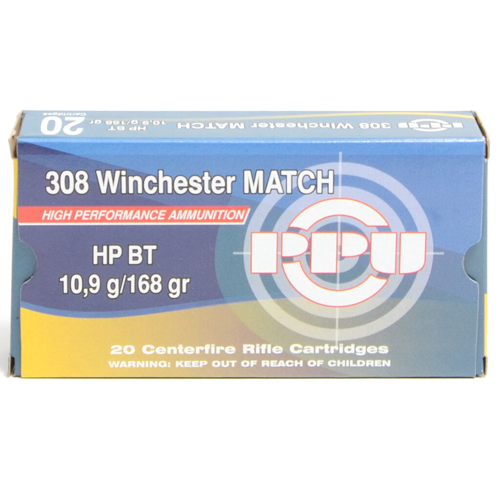 Prvi Partizan Match Ammunition 308 Winchester 168 Grain Hollow Point Boat Tail Box Of 20