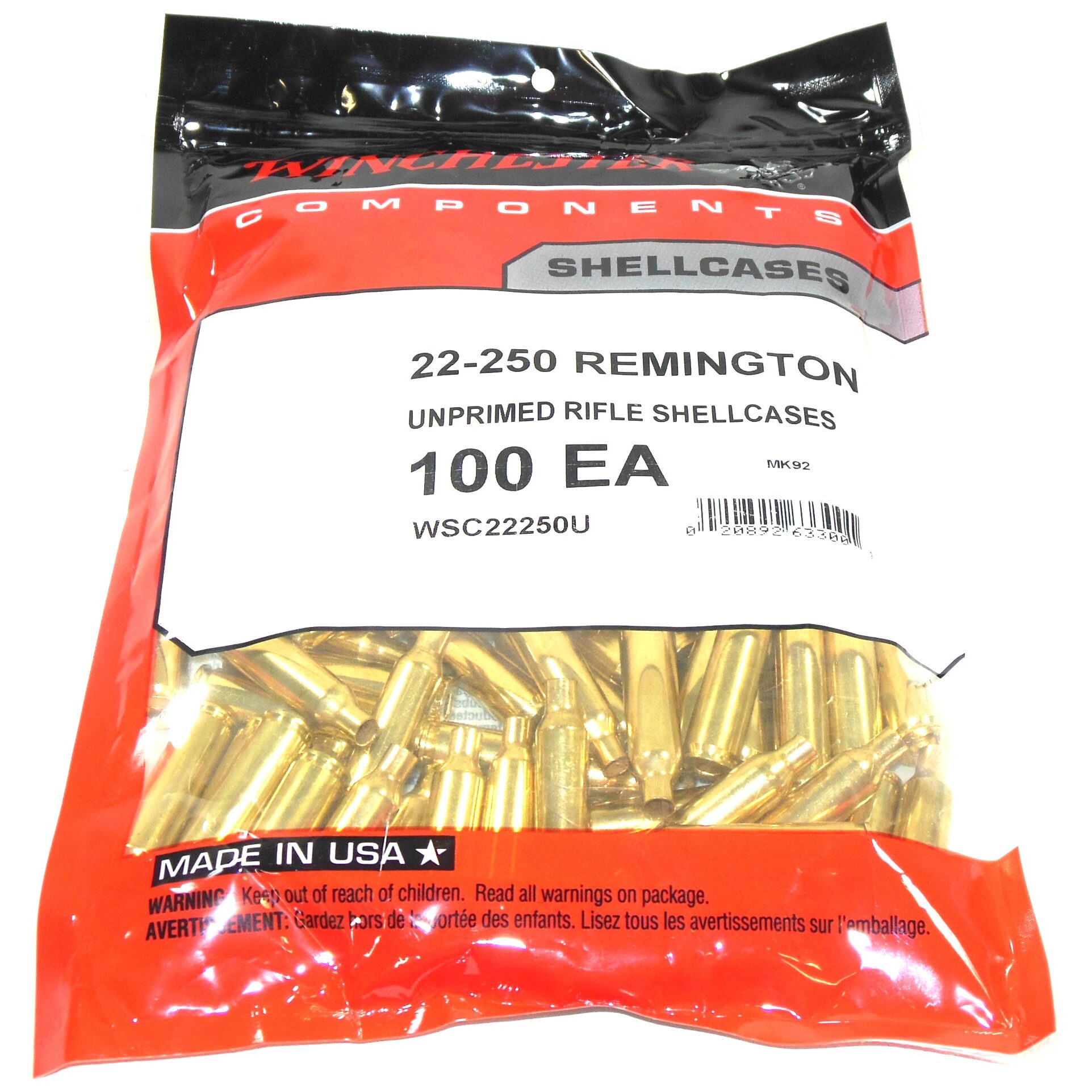 Remington 22-250 Remington Brass Bag of 100 | Powder Valley