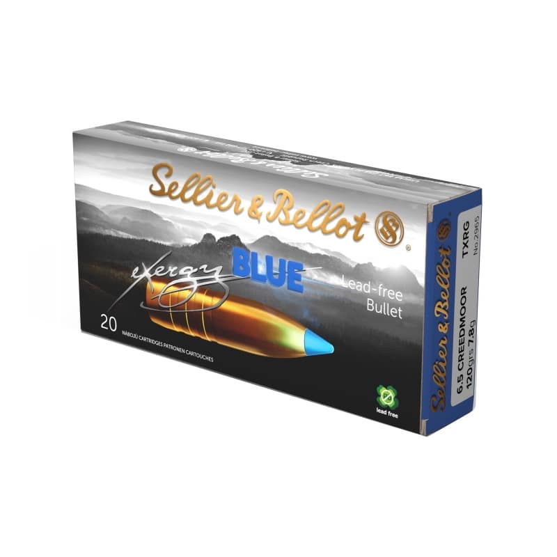 Sellier & Bellot eXergy Blue Ammunition 6.5 Creedmoor 120 Grain Polymer  Tipped Box of 20