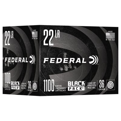 Federal Black Pack 22 LR 36 Gr Lead Hollow Point Box of 1100